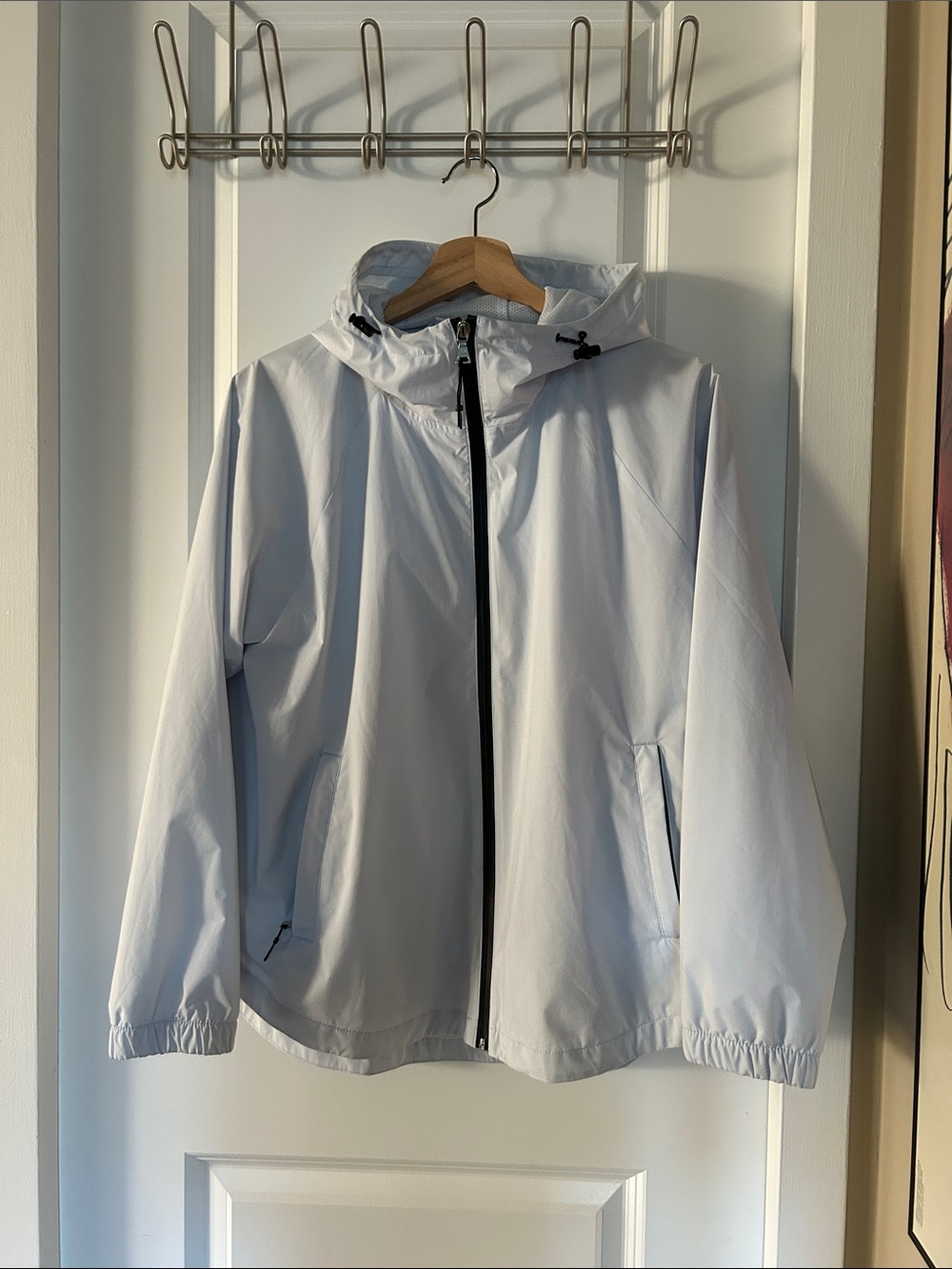 Old Navy Icy Blue Hooded Windbreaker Jacket, Petite Medium